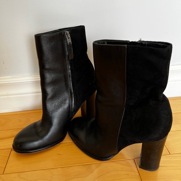 Sam Edelman leather suede black booties block heel size 6.5 - Picture 2 of 10